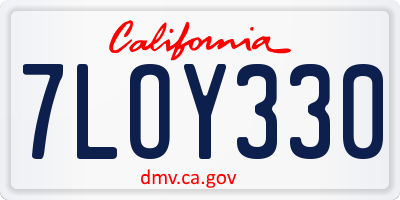 CA license plate 7LOY330