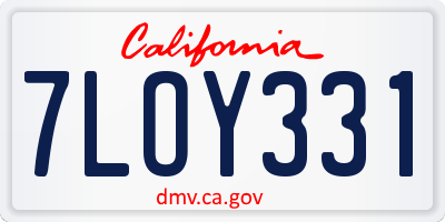 CA license plate 7LOY331