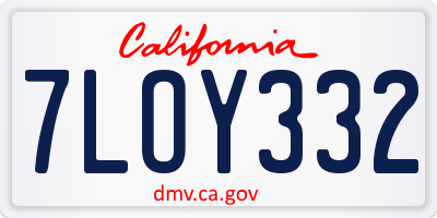 CA license plate 7LOY332