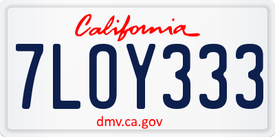 CA license plate 7LOY333