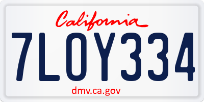 CA license plate 7LOY334