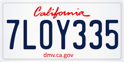 CA license plate 7LOY335
