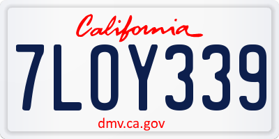 CA license plate 7LOY339