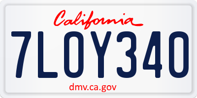 CA license plate 7LOY340