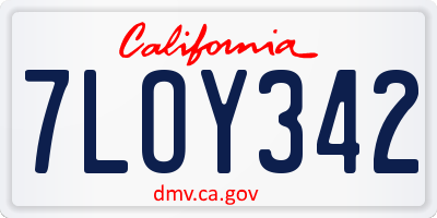 CA license plate 7LOY342
