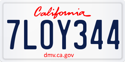 CA license plate 7LOY344