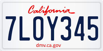 CA license plate 7LOY345