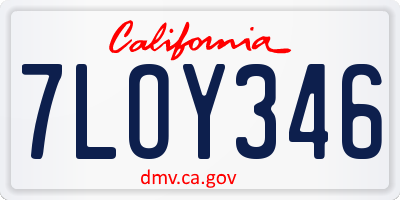 CA license plate 7LOY346