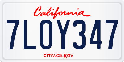 CA license plate 7LOY347