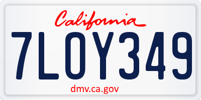 CA license plate 7LOY349