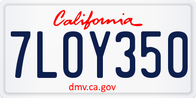 CA license plate 7LOY350