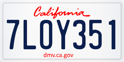 CA license plate 7LOY351