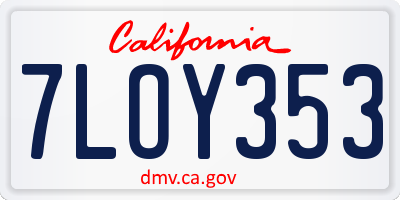 CA license plate 7LOY353