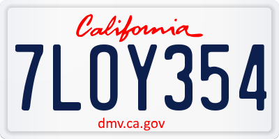 CA license plate 7LOY354