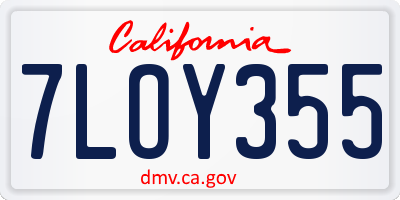 CA license plate 7LOY355