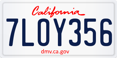 CA license plate 7LOY356