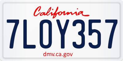 CA license plate 7LOY357