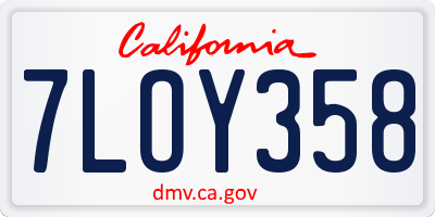 CA license plate 7LOY358