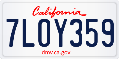 CA license plate 7LOY359