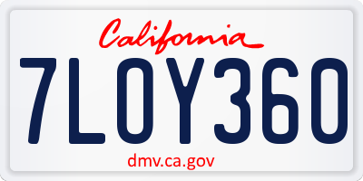 CA license plate 7LOY360