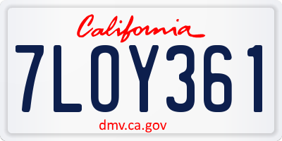 CA license plate 7LOY361