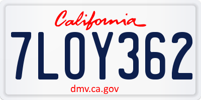 CA license plate 7LOY362