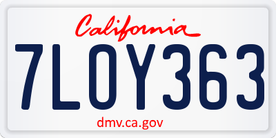 CA license plate 7LOY363