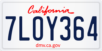CA license plate 7LOY364