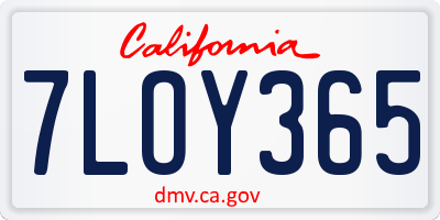 CA license plate 7LOY365