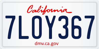 CA license plate 7LOY367