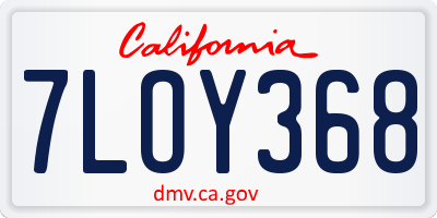 CA license plate 7LOY368