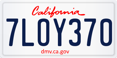 CA license plate 7LOY370