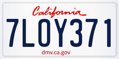 CA license plate 7LOY371