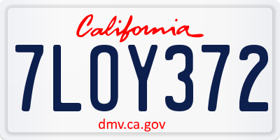 CA license plate 7LOY372