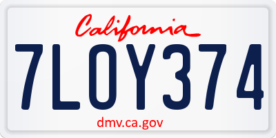 CA license plate 7LOY374