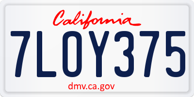 CA license plate 7LOY375