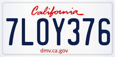 CA license plate 7LOY376