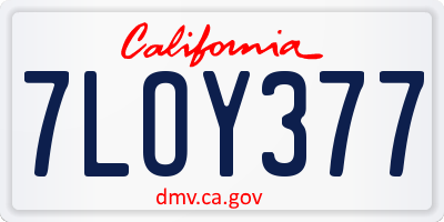 CA license plate 7LOY377