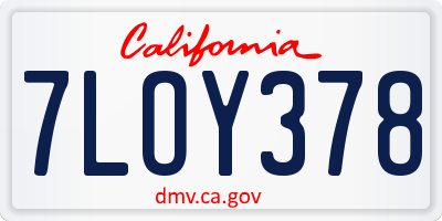 CA license plate 7LOY378