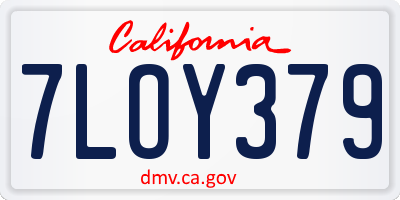 CA license plate 7LOY379