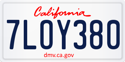 CA license plate 7LOY380
