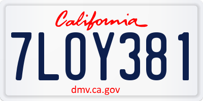 CA license plate 7LOY381