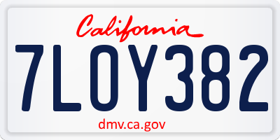 CA license plate 7LOY382
