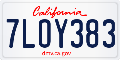 CA license plate 7LOY383