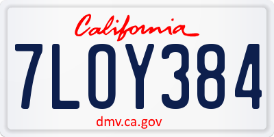 CA license plate 7LOY384