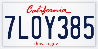 CA license plate 7LOY385