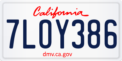 CA license plate 7LOY386