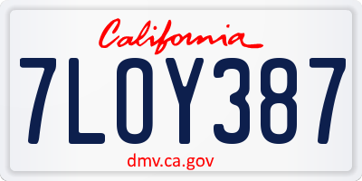 CA license plate 7LOY387