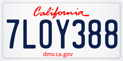 CA license plate 7LOY388