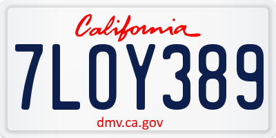 CA license plate 7LOY389